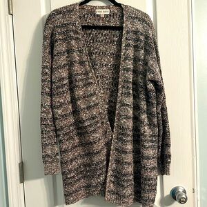 Knox Rose Marled Navy Plum Gray Open Cardigan Sweater Long Sleeve Size XL